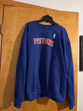NBA Detroit Pistons C2 Sport Blue Fleece Pullover Crewneck Sweatshirt XL